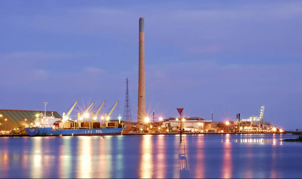 Industrial waterfront of the Iron Triangle on the upper Spencer Gulf, South Australia